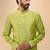 stylish green cotton silk kurta set with drape salwar for men