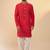 stylish red cotton silk kurta set with drape salwar for men
