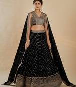 Glamorous Black Zari and Sequins Embroidered Faux Georgette Indian Designer Wedding Party wear Lehenga choli