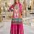 Brown crepe free size stitched gharara suit with hand mirror work