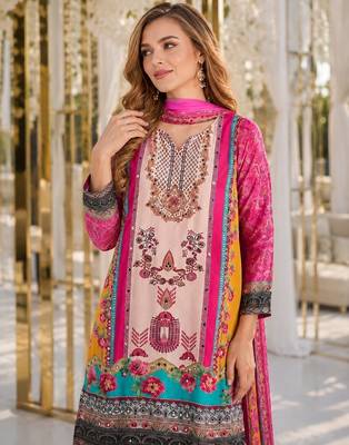 Brown crepe free size stitched gharara suit with hand mirror work 2