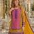 Purple crepe free size stitched gharara suit with hand mirror work