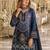 Navy blue crepe free size stitched gharara suit with hand mirror work
