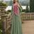 Grey chinon readymade shrug suit with heavy embroidery work
