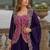 Violet chinon readymade shrug suit with heavy embroidery work