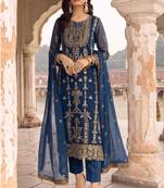 Blue faux georgette salwar suit