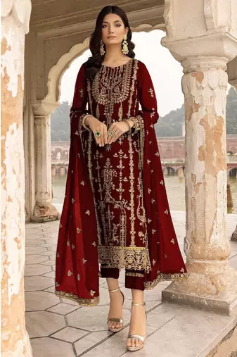 Red faux georgette salwar suit 