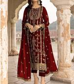 Red faux georgette salwar suit 