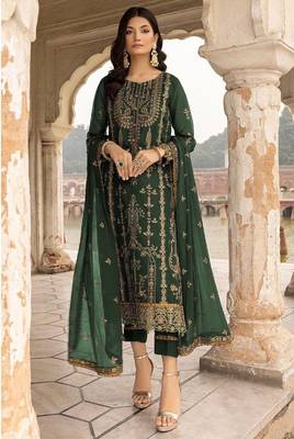 Green faux georgette salwar suit 1