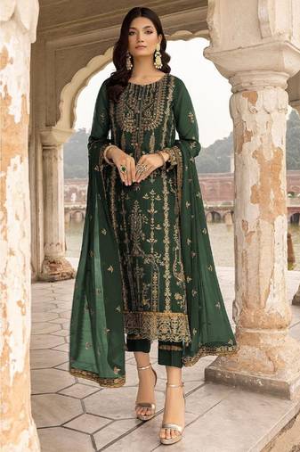 Green faux georgette salwar suit