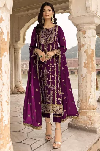 Purple faux georgette salwar suit 