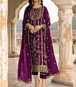 Purple faux georgette salwar suit 