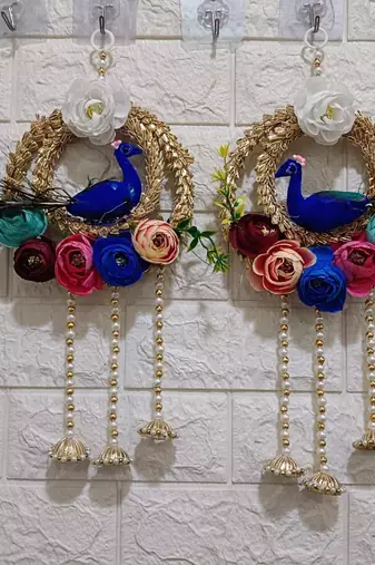 Beautiful Peacock Hanging Diwali Toran Peacock Hanging for Door Traditional Hanging(Pack of 2) (Small34)