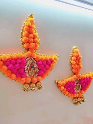 Decorative PomPom Diya Gota Ball Hanging Perfect for Home Decor |(SMALL35) (Pack of 2) 1