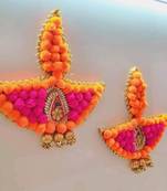 Decorative PomPom Diya Gota Ball Hanging Perfect for Home Decor |(SMALL35) (Pack of 2)