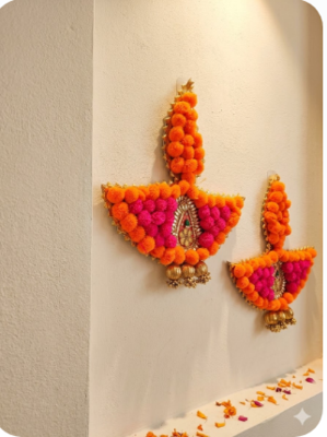 Decorative PomPom Diya Gota Ball Hanging Perfect for Home Decor |(SMALL35) (Pack of 2) 2