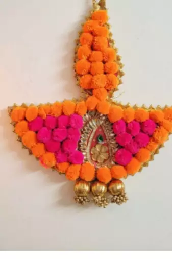 Decorative PomPom Diya Gota Ball Hanging Perfect for Home Decor |(SMALL35) (Pack of 2)