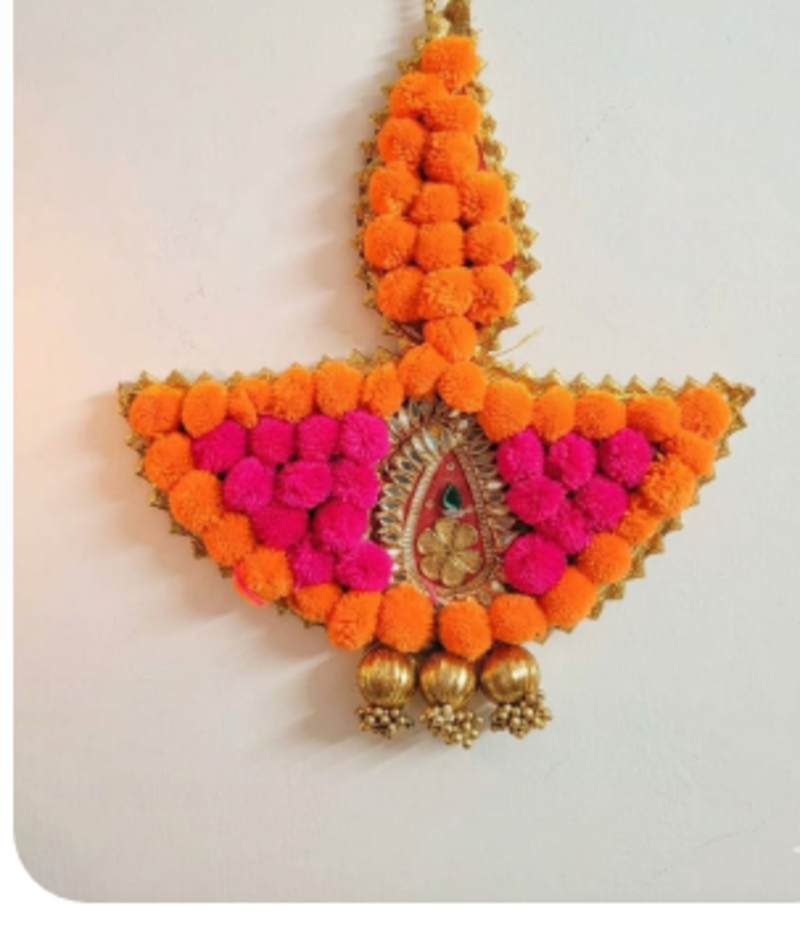 Decorative PomPom Diya Gota Ball Hanging Perfect for Home Decor |(SMALL35) (Pack of 2)