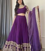 Elegance Purple Zari and Sequins Embroidered Indian Designer Wedding Lehenga Choli