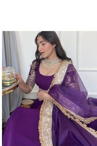 Elegance Purple Zari and Sequins Embroidered Indian Designer Wedding Lehenga Choli 2