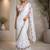 Women's Georgette Sequence Embroidered Ruffle Saree with Designer Sleeveless Embroidered Blouse