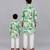 Sage green printed cotton silk Men Kurta Set