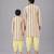 Off white printed cotton silk yellow dhoti kurta set