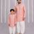 Peach pink printed cotton silk Men Kurta Set