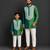Bottle green teal printed cotton silk Men Kurta Set