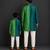 Bottle green teal printed cotton silk Men Kurta Set