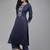 Women navy blue yoke embroidered kurta with palazzos &  dupatta