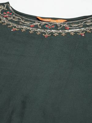 Women green ethnic motifs regular liva kurta with trousers & dupatta 3