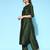 Women green embroidered regular sequinned liva kurta with palazzos & with dupatta