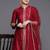 Women alina cut striped high slit thread work liva kurta with trousers & dupatta