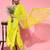 Lime green silk blend scalloped edge kurta set