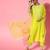 Lime green silk blend scalloped edge kurta set