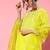 Lime green silk blend scalloped edge kurta set