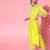 Lime green silk blend scalloped edge kurta set