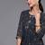 Women navy blue printed pleated beads and stones kurta with sharara