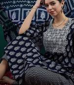 Ethnic motifs printed thread work straight kurta with trousers & dupatta