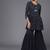 Women navy blue printed pleated beads and stones kurta with sharara