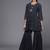 Women navy blue printed pleated beads and stones kurta with sharara