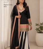 Multicolor crep silk party wear embroidery sharara palazzo suit set