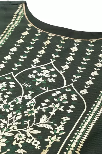Women green ethnic motifs printed liva kurta with palazzos & with dupatta