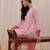 Floral embroidered v-neck three-quarter sleeves kurta