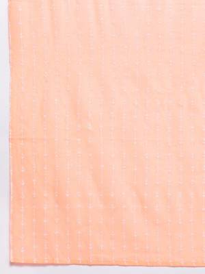 Women peach-coloured embroidered mirror work kurta with trousers & dupatta 5