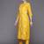 Women mustard yellow & white embroidered sequinned kurta with trousers