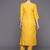 Women mustard yellow & white embroidered sequinned kurta with trousers