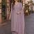 Purple heavy natural crepe semi stitched suit with embroidery & zarkhan work