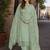 Green heavy natural crepe semi stitched suit with embroidery & zarkhan work